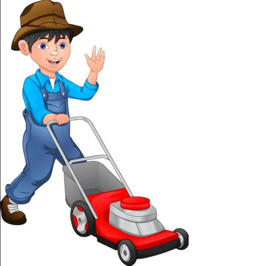 Cartoon lawn mower man